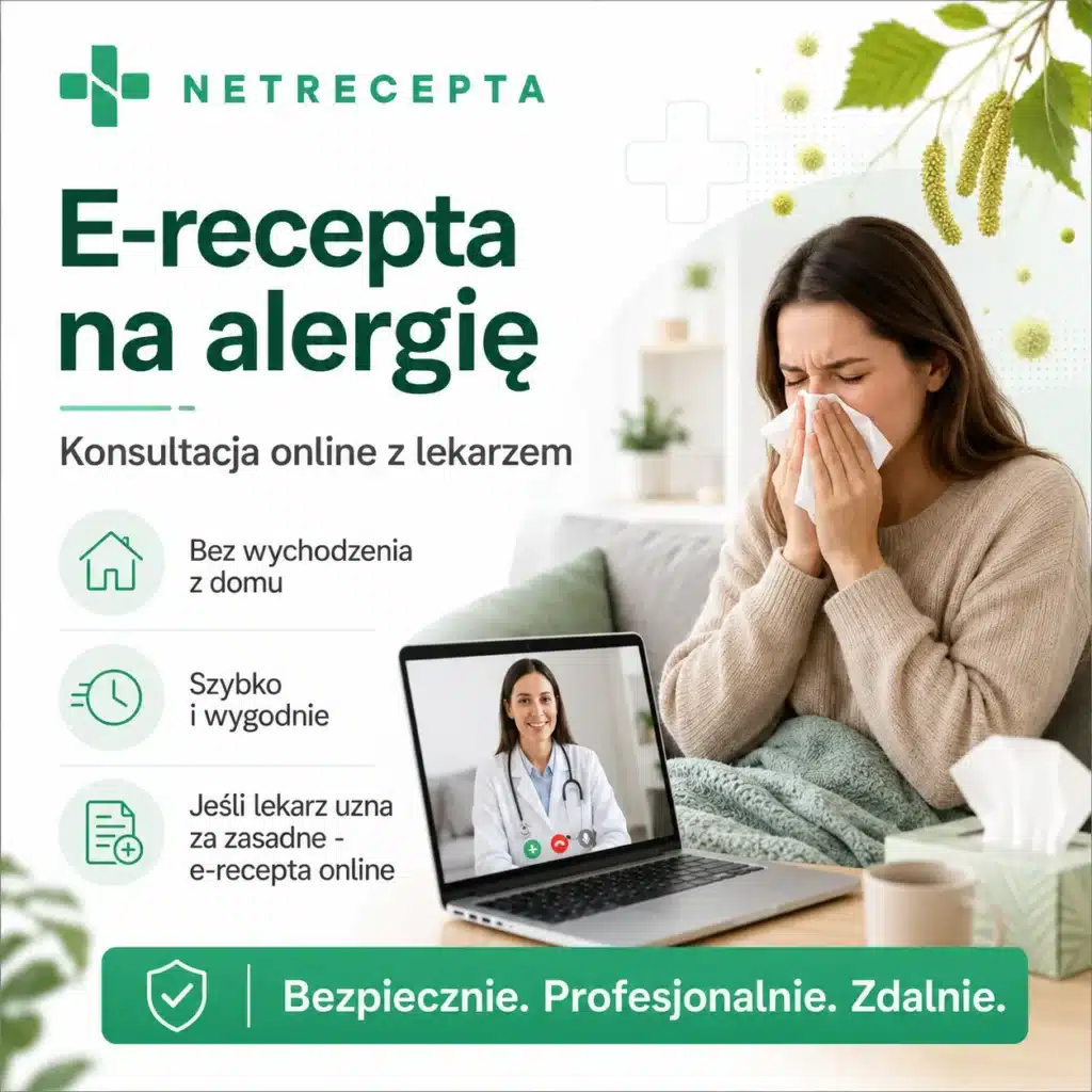Pacjent podczas konsultacji online w sprawie objawów alergii