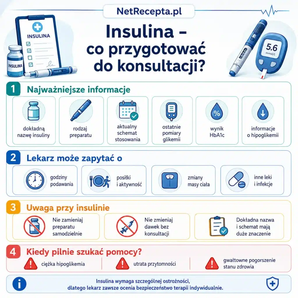 Jak przygotować się do konsultacji online w sprawie insuliny: nazwa preparatu, schemat stosowania i pomiary glikemii