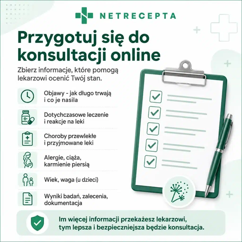 Checklista informacji potrzebnych przed konsultacją online w sprawie alergii